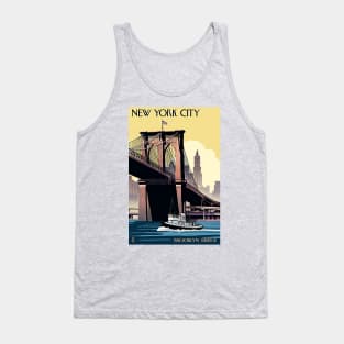 Vintage Travel Poster - Brooklyn Bridge Tank Top